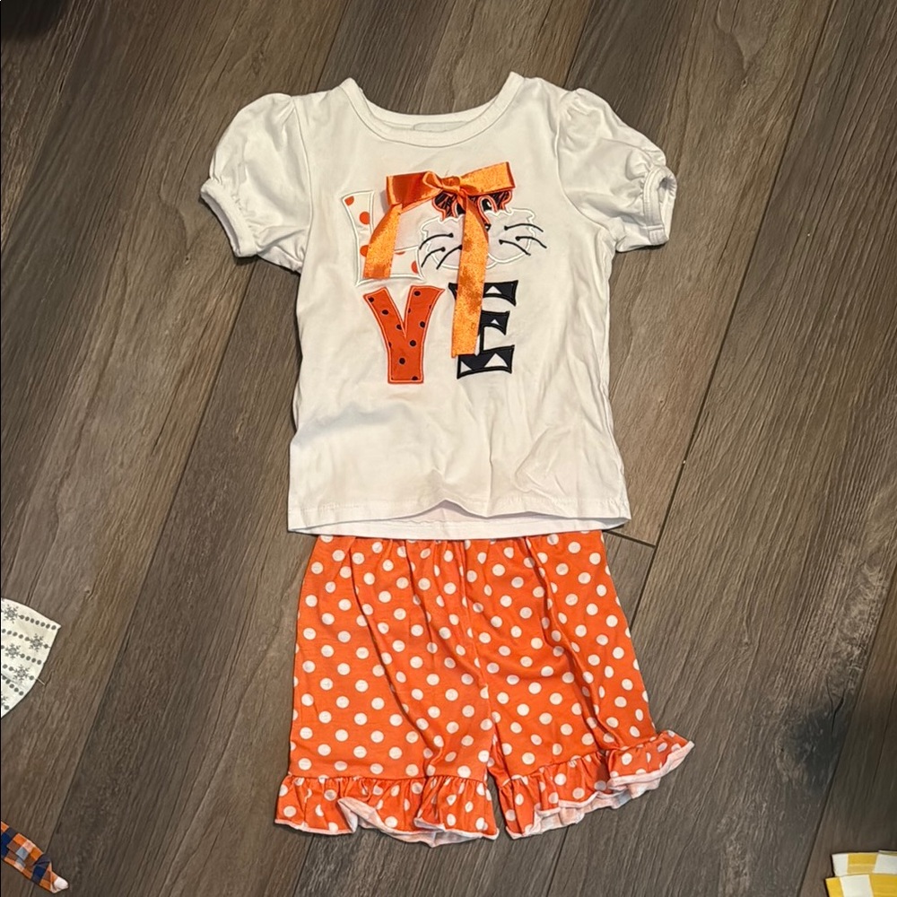 Auburn Tigers Love Ruffle Polka Dot Shorts Set